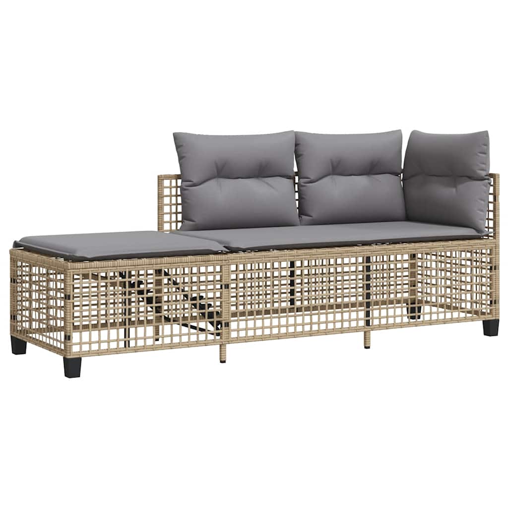 hjørnesofasæt til haven 3 dele med hynder polyrattan beige