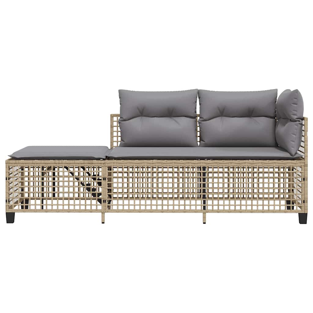 hjørnesofasæt til haven 3 dele med hynder polyrattan beige