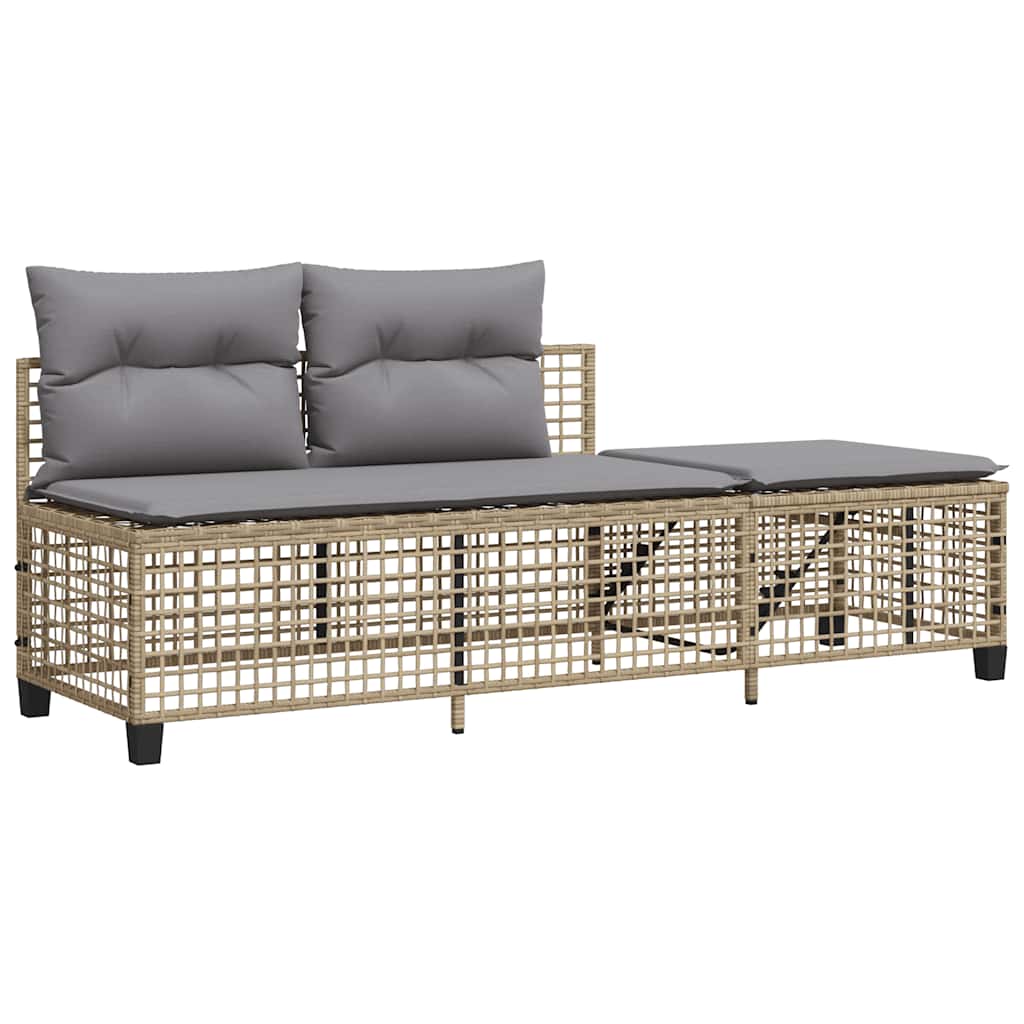 hjørnesofasæt til haven 3 dele med hynder polyrattan beige