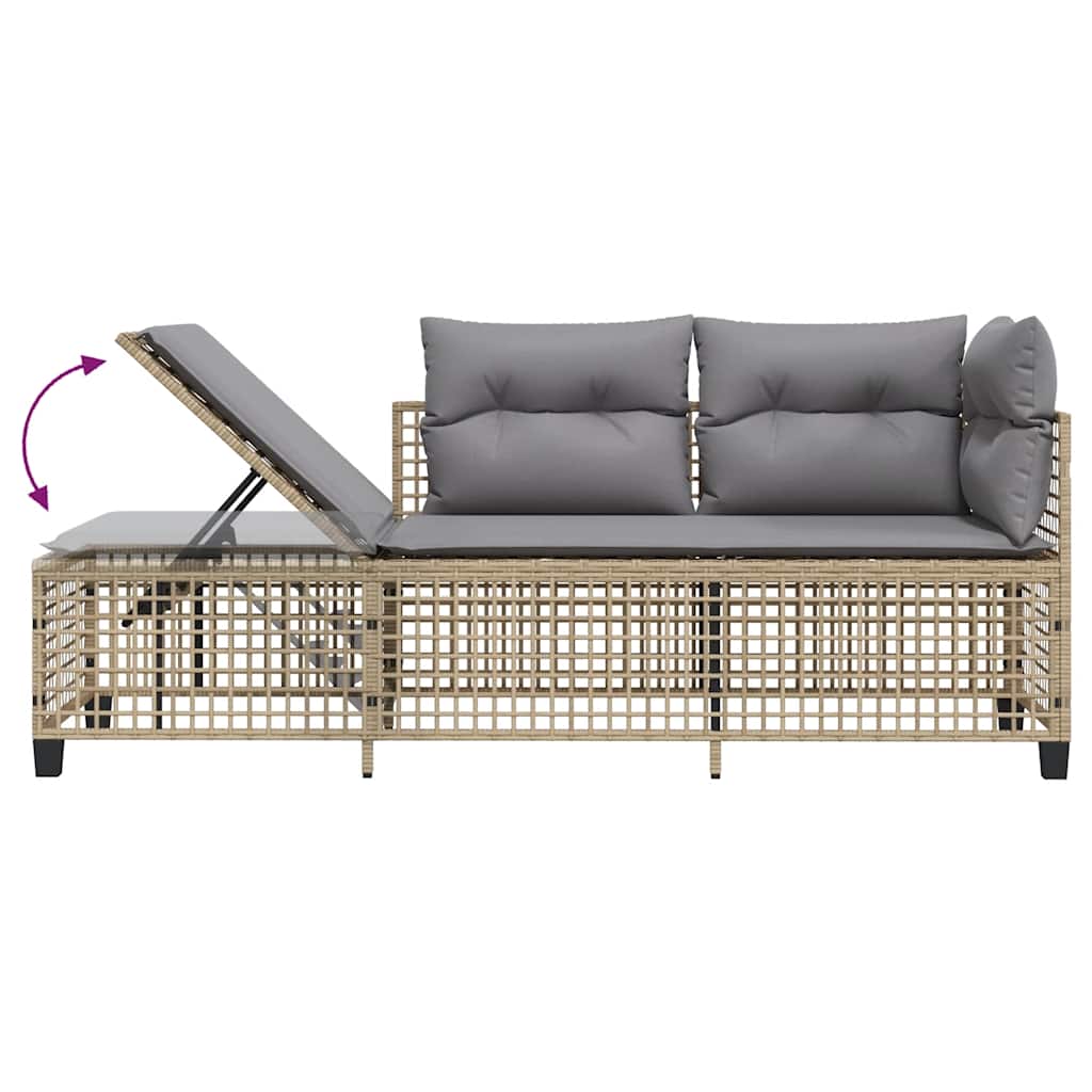 hjørnesofasæt til haven 3 dele med hynder polyrattan beige