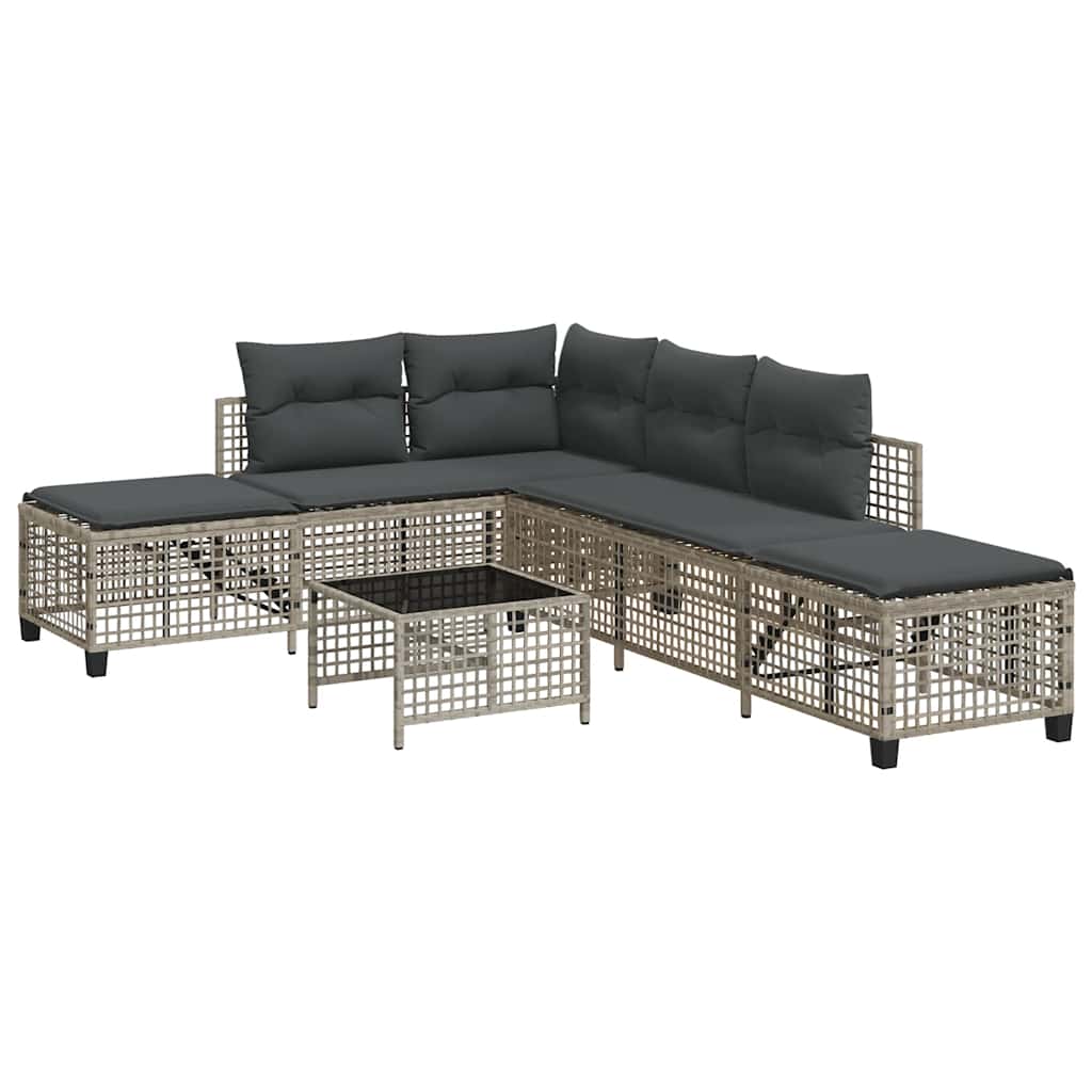 hjørnesofasæt til haven 3 dele med hynder polyrattan lysegrå