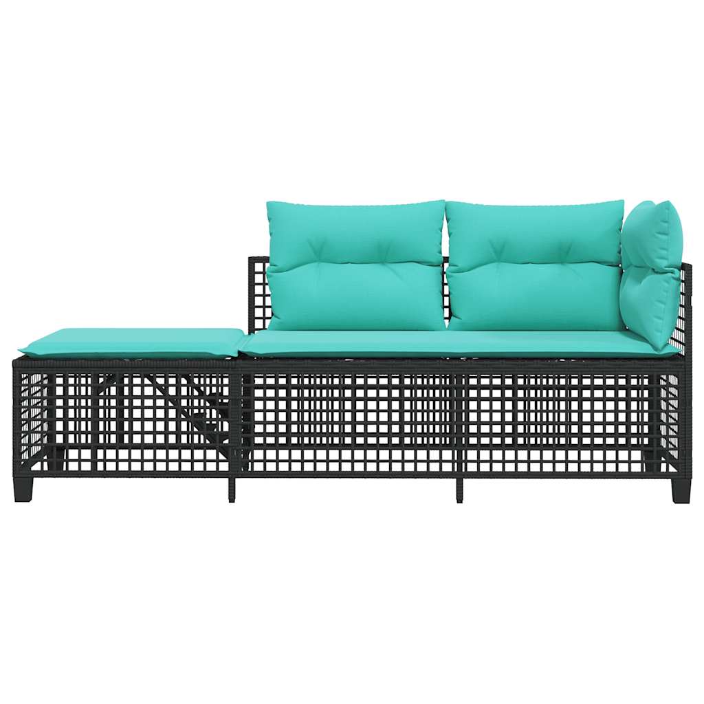 3-delt hjørnehavesofasæt med hynder sort polyrattan