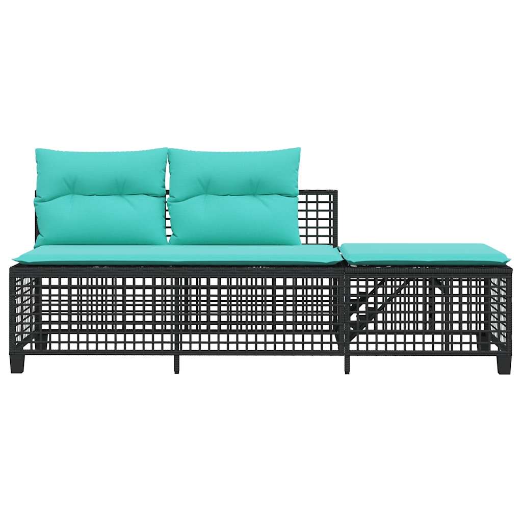 3-delt hjørnehavesofasæt med hynder sort polyrattan