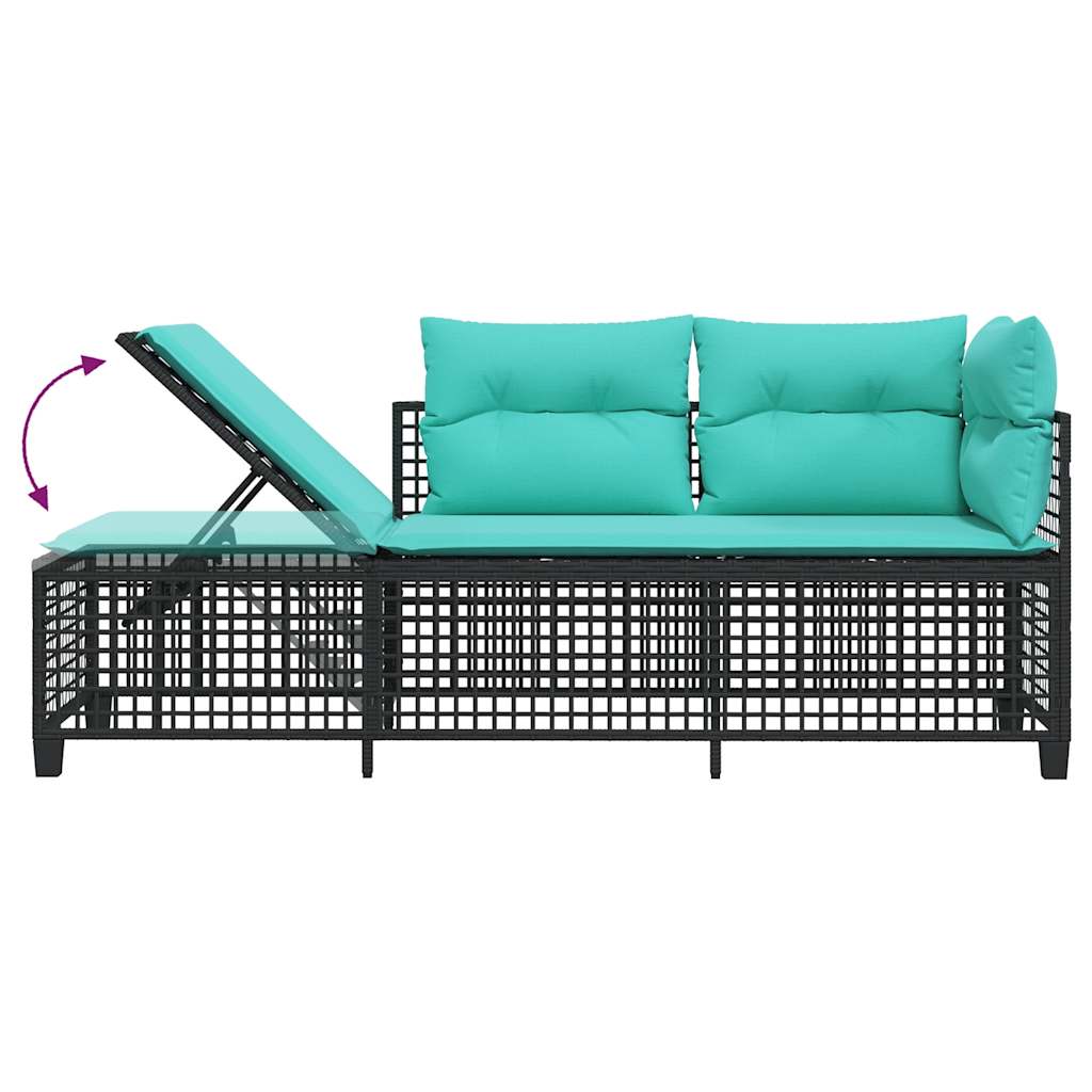 3-delt hjørnehavesofasæt med hynder sort polyrattan