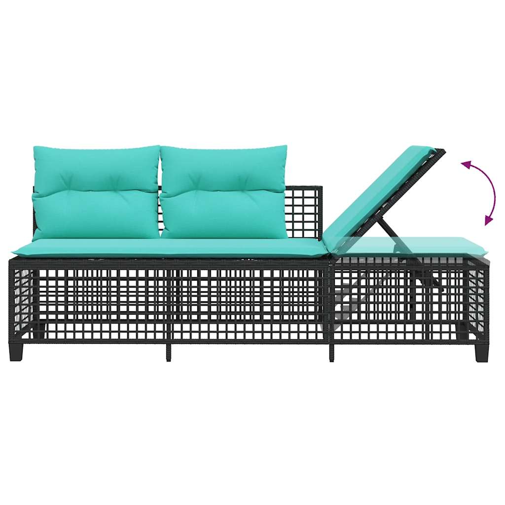 3-delt hjørnehavesofasæt med hynder sort polyrattan