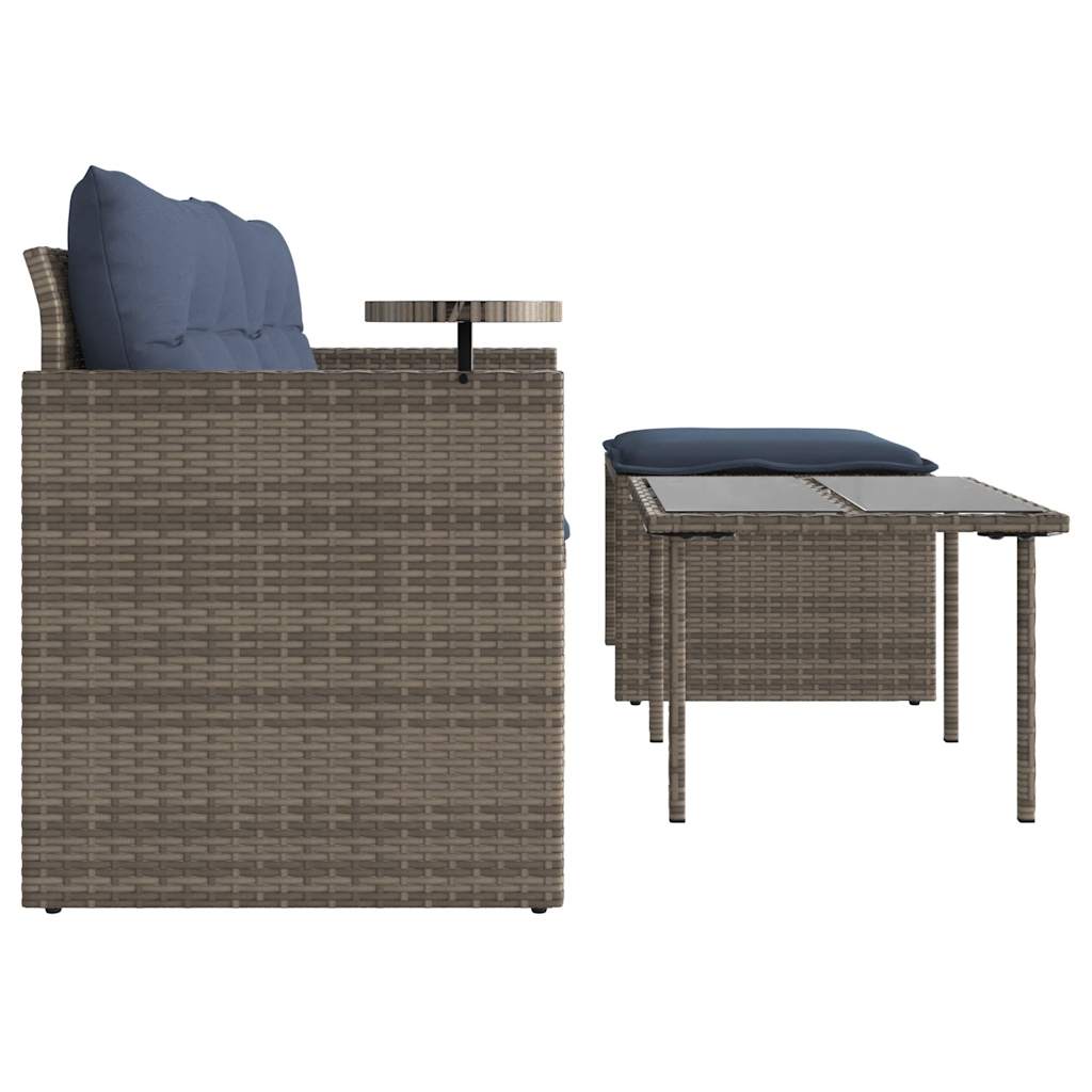 havesofasæt 3 dele med hynder grå polyrattan