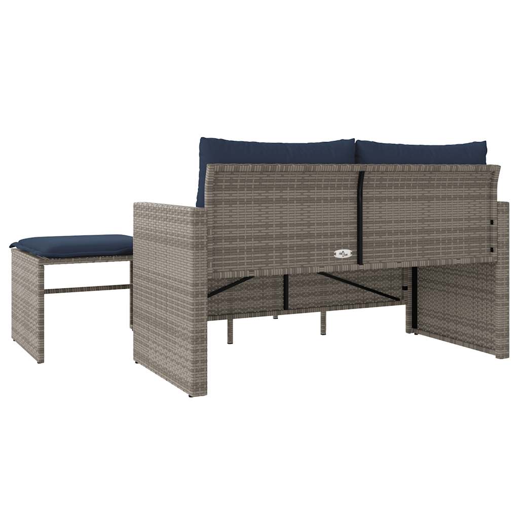havesofasæt 3 dele med hynder grå polyrattan