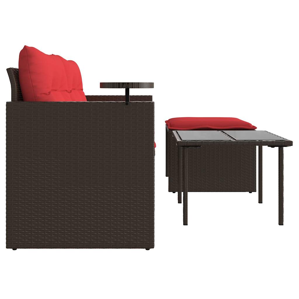 havesofasæt 3 dele med hynder brun polyrattan