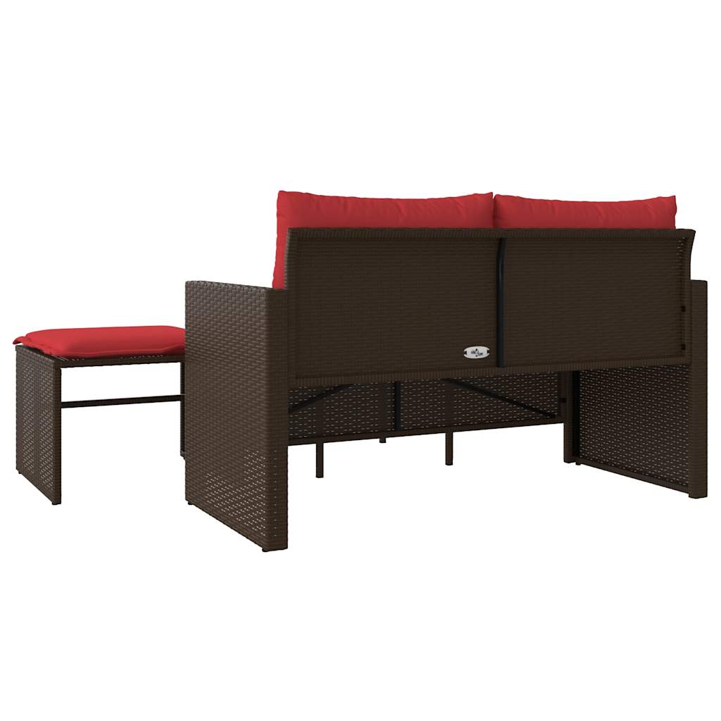 havesofasæt 3 dele med hynder brun polyrattan