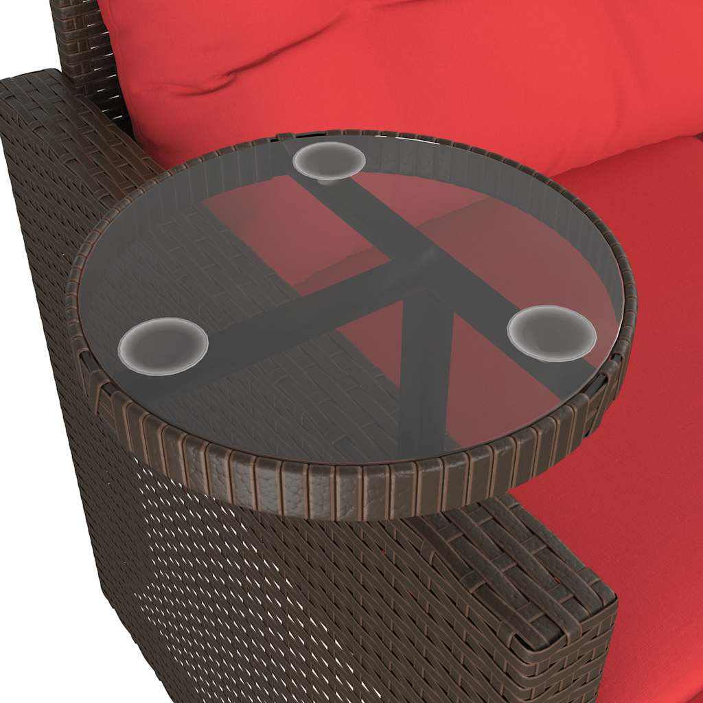 havesofasæt 3 dele med hynder brun polyrattan