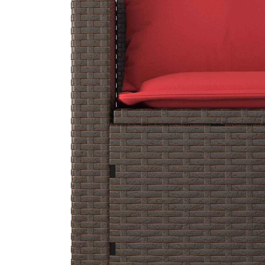 havesofasæt 3 dele med hynder brun polyrattan