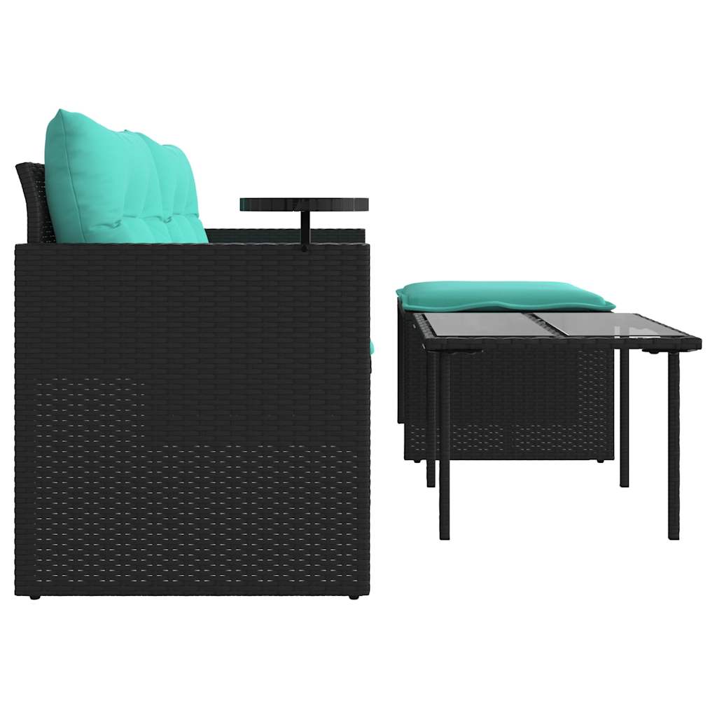 havesofasæt 3 dele med hynder sort polyrattan