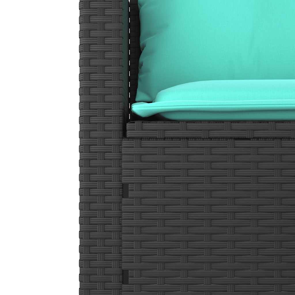havesofasæt 3 dele med hynder sort polyrattan