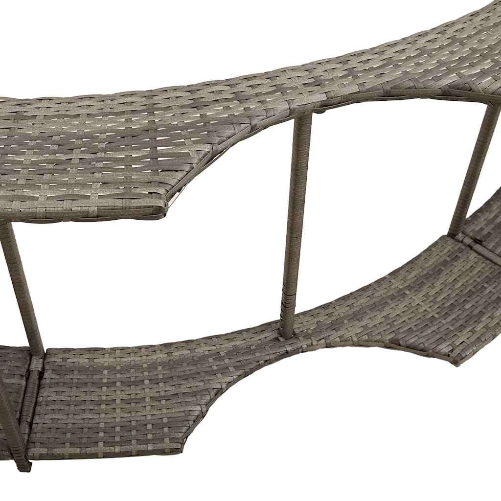 spakant med opbevaring og trætrin polyrattan grå