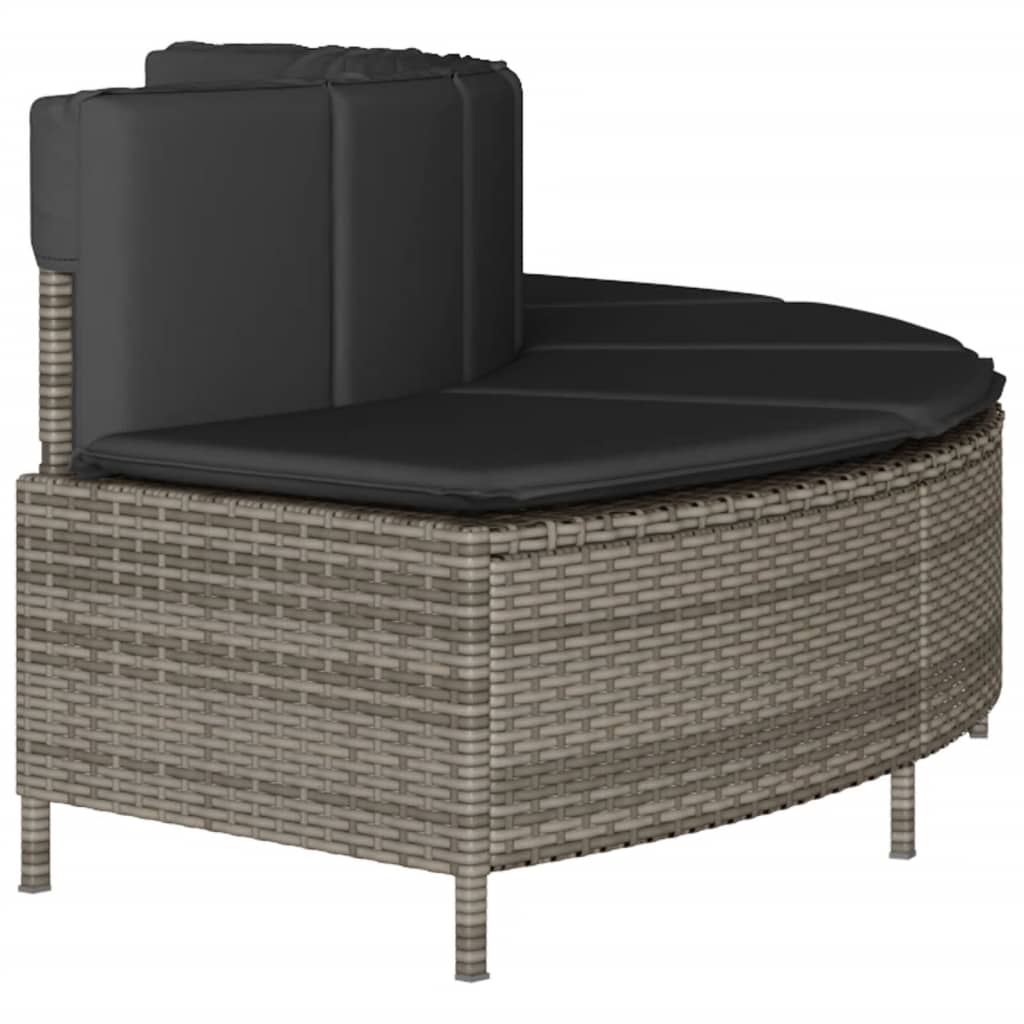 spabænke med hynder 2 stk. polyrattan grå