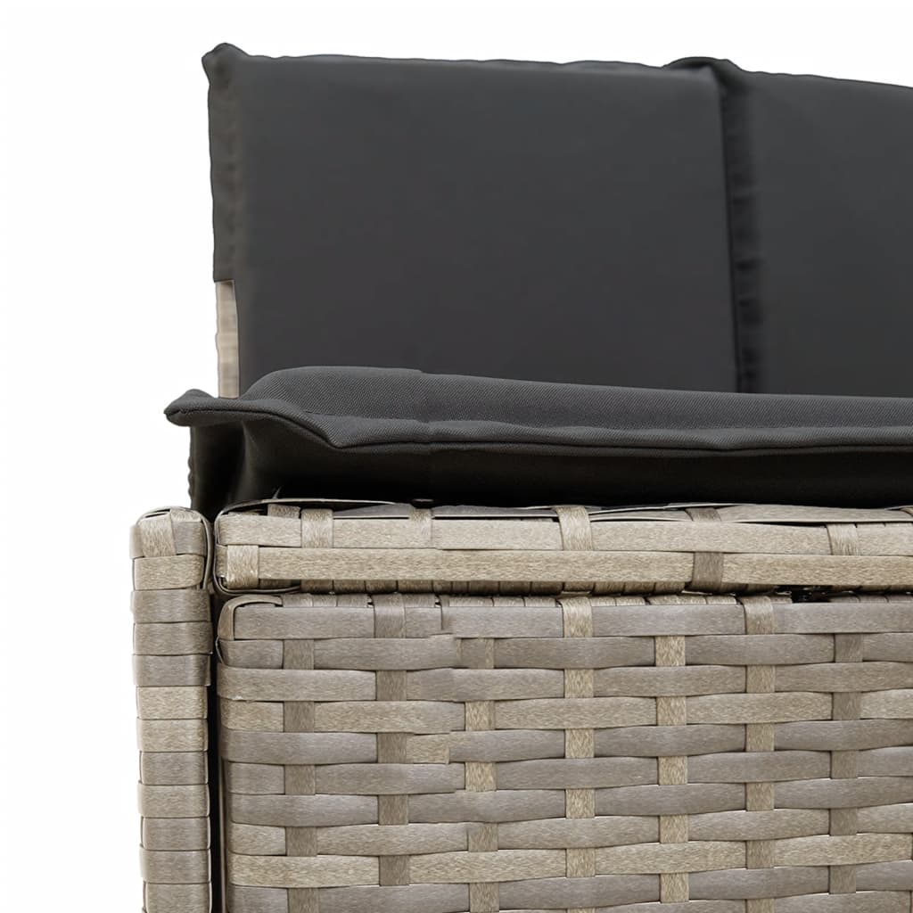spabænke med hynder 2 stk. polyrattan grå
