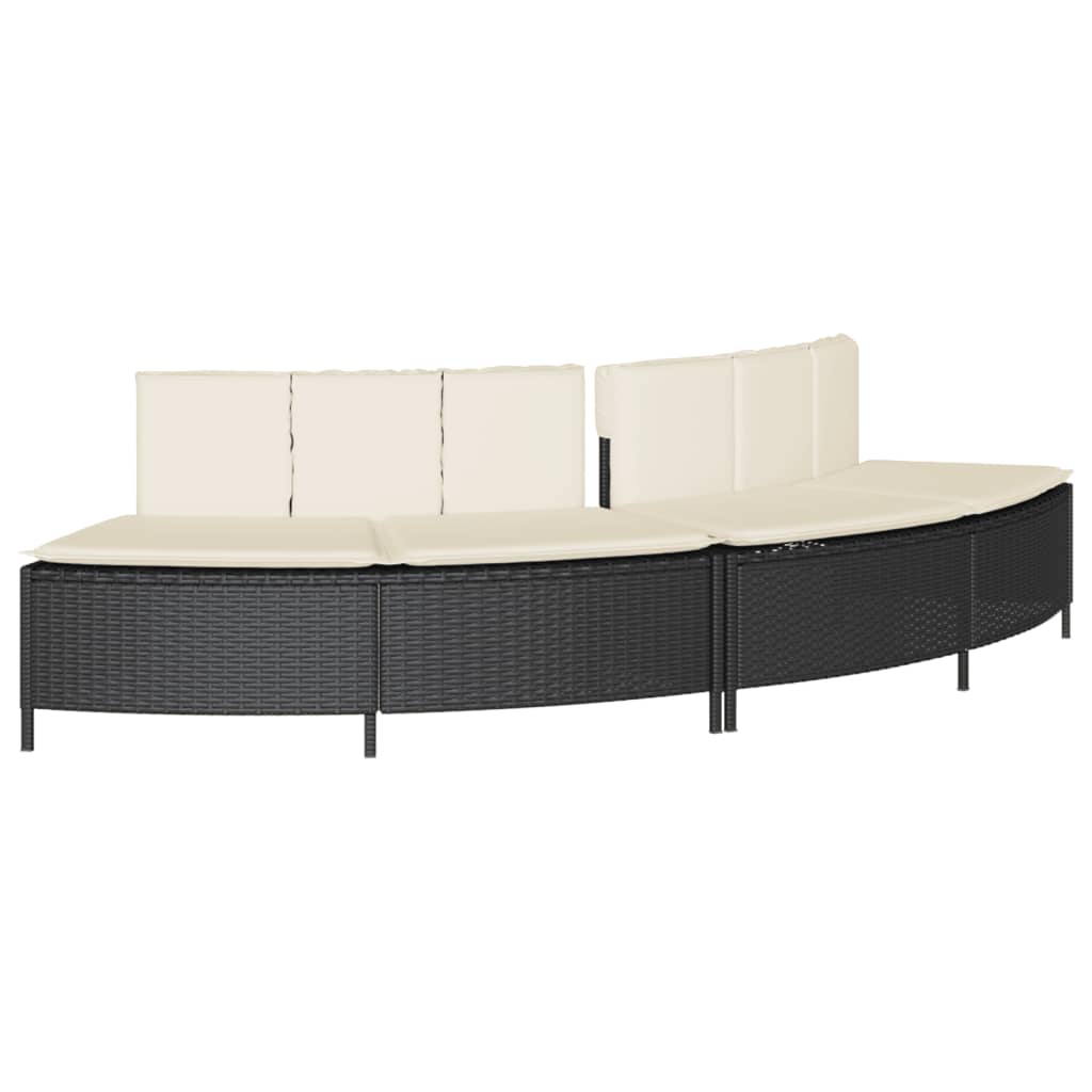 spabænke med hynder 2 stk. polyrattan sort