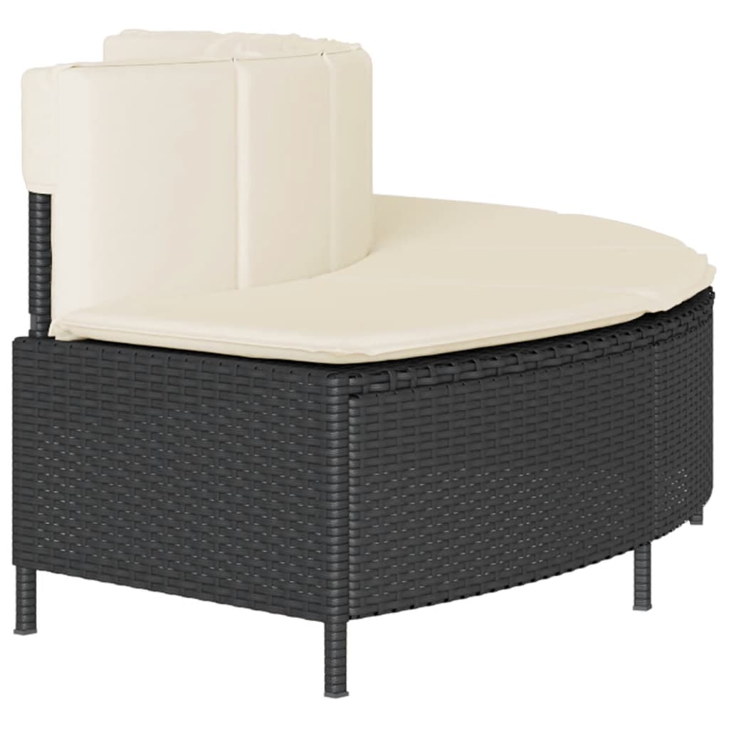 spabænke med hynder 2 stk. polyrattan sort