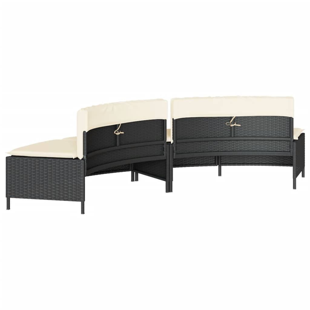 spabænke med hynder 2 stk. polyrattan sort