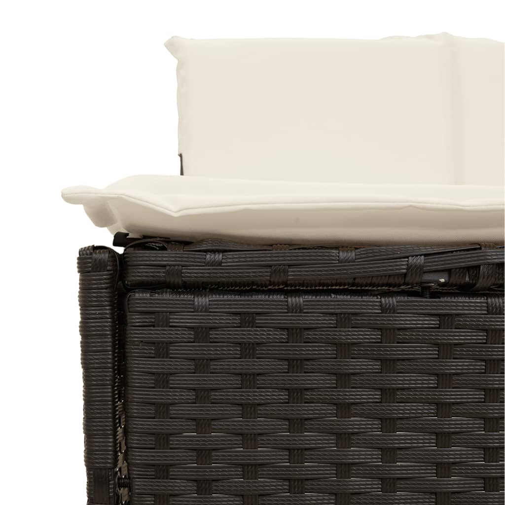 spabænke med hynder 2 stk. polyrattan sort