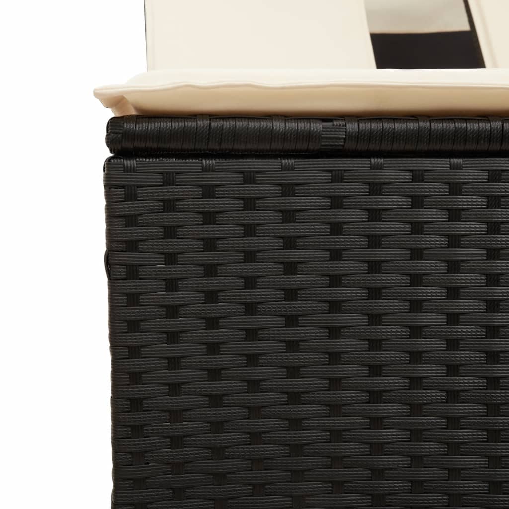 solseng med baldakin og hynder polyrattan sort