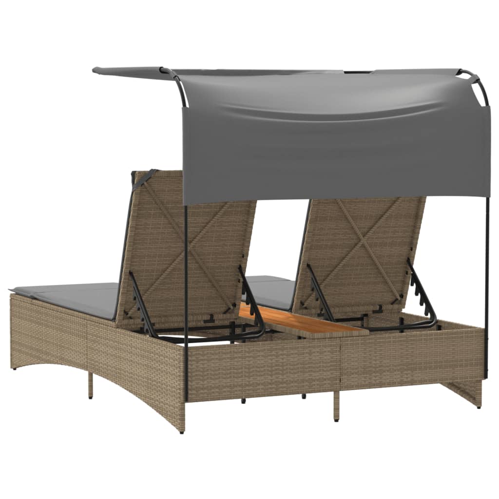 solseng med baldakin og hynder polyrattan beige