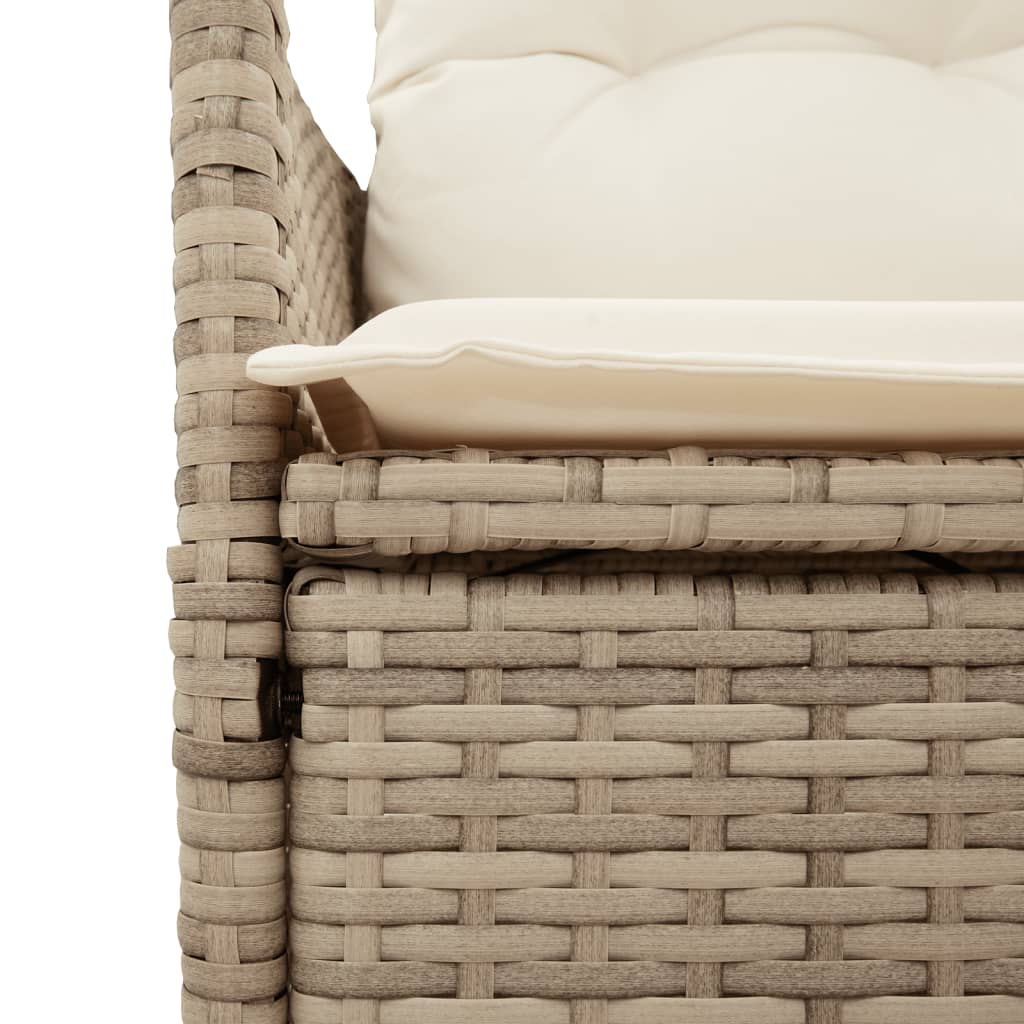 bistrosæt til haven 3 dele med hynder polyrattan beige