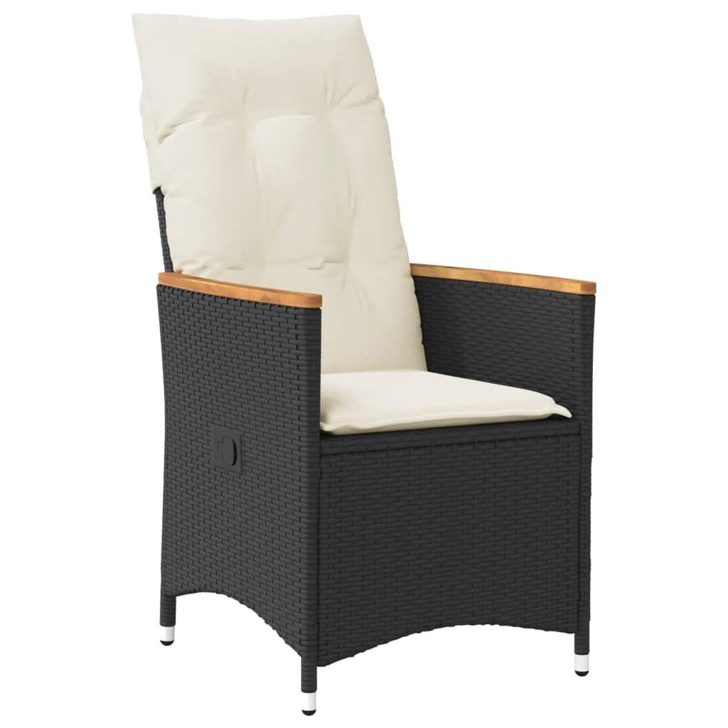 bistrosæt til haven 3 dele med hynder polyrattan sort