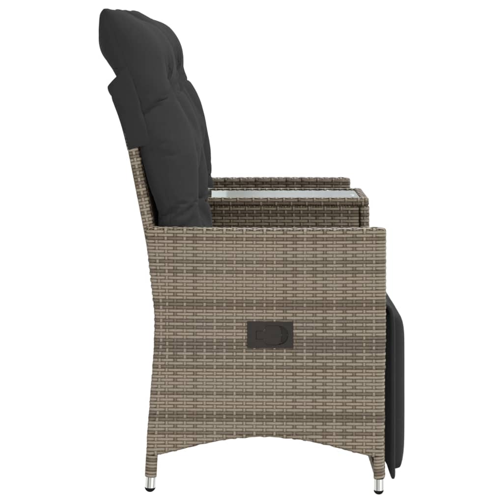 2-personers havesofa med bord og lænefunktion polyrattan grå