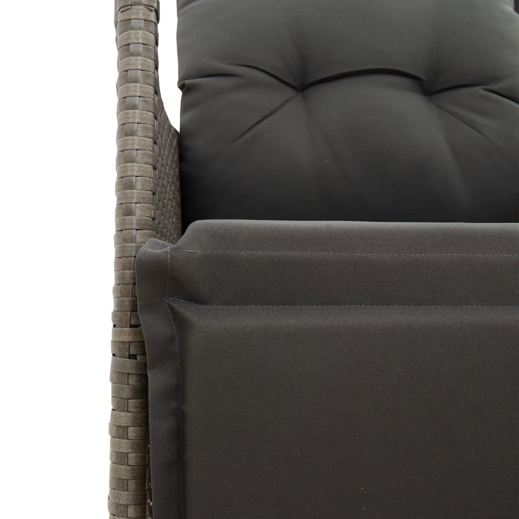 2-personers havesofa med bord og lænefunktion polyrattan grå
