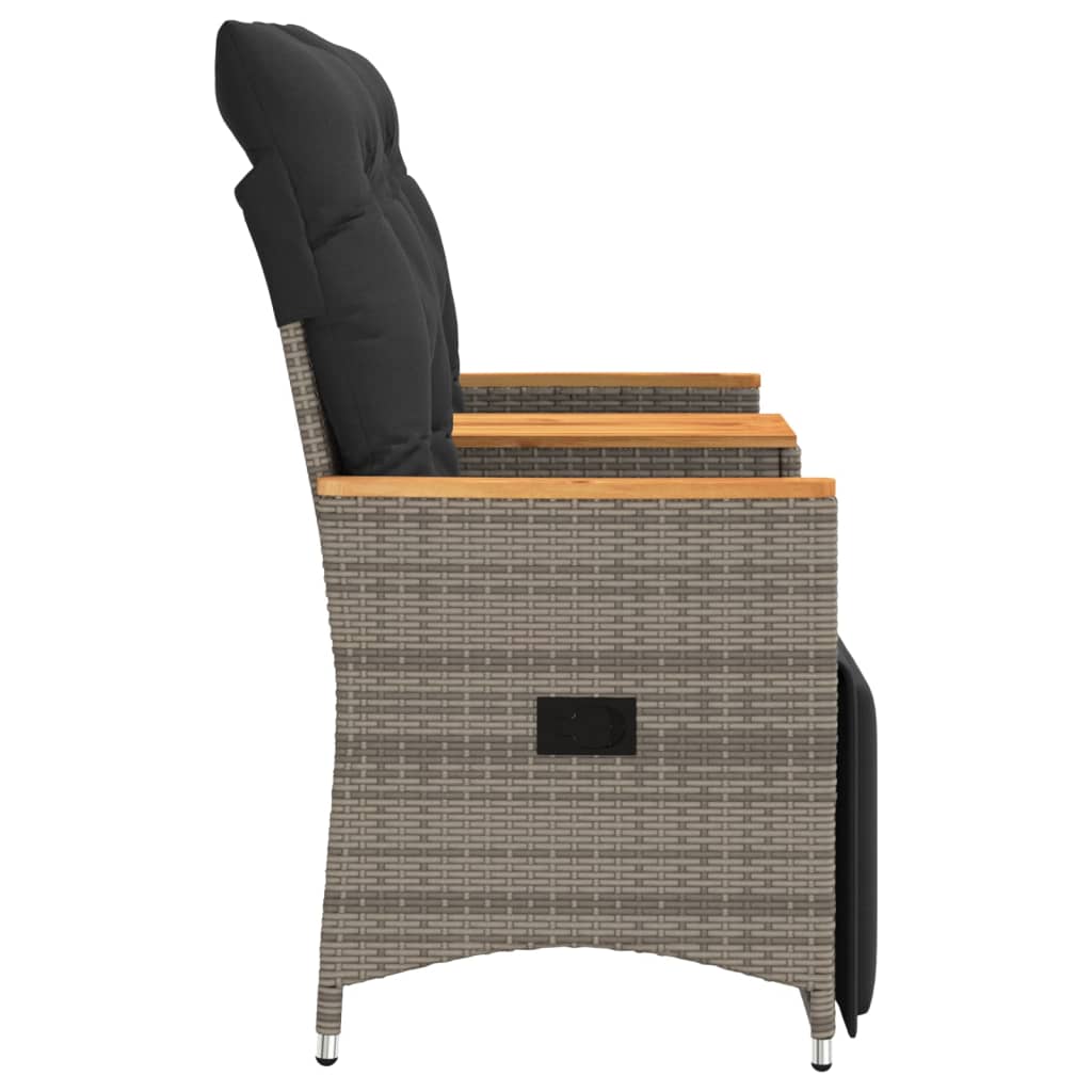 2-personers havesofa med bord og lænefunktion polyrattan grå