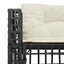 havesofa med hynder og fodskammel L-formet polyrattan sort