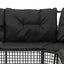 havesofa med hynder og fodskammel L-formet polyrattan sort
