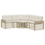 havesofa med hynder og fodskammel L-formet polyrattan beige