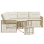 havesofa med hynder og fodskammel L-formet polyrattan beige