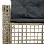 havesofa med hynder og fodskammel L-formet polyrattan lysegrå