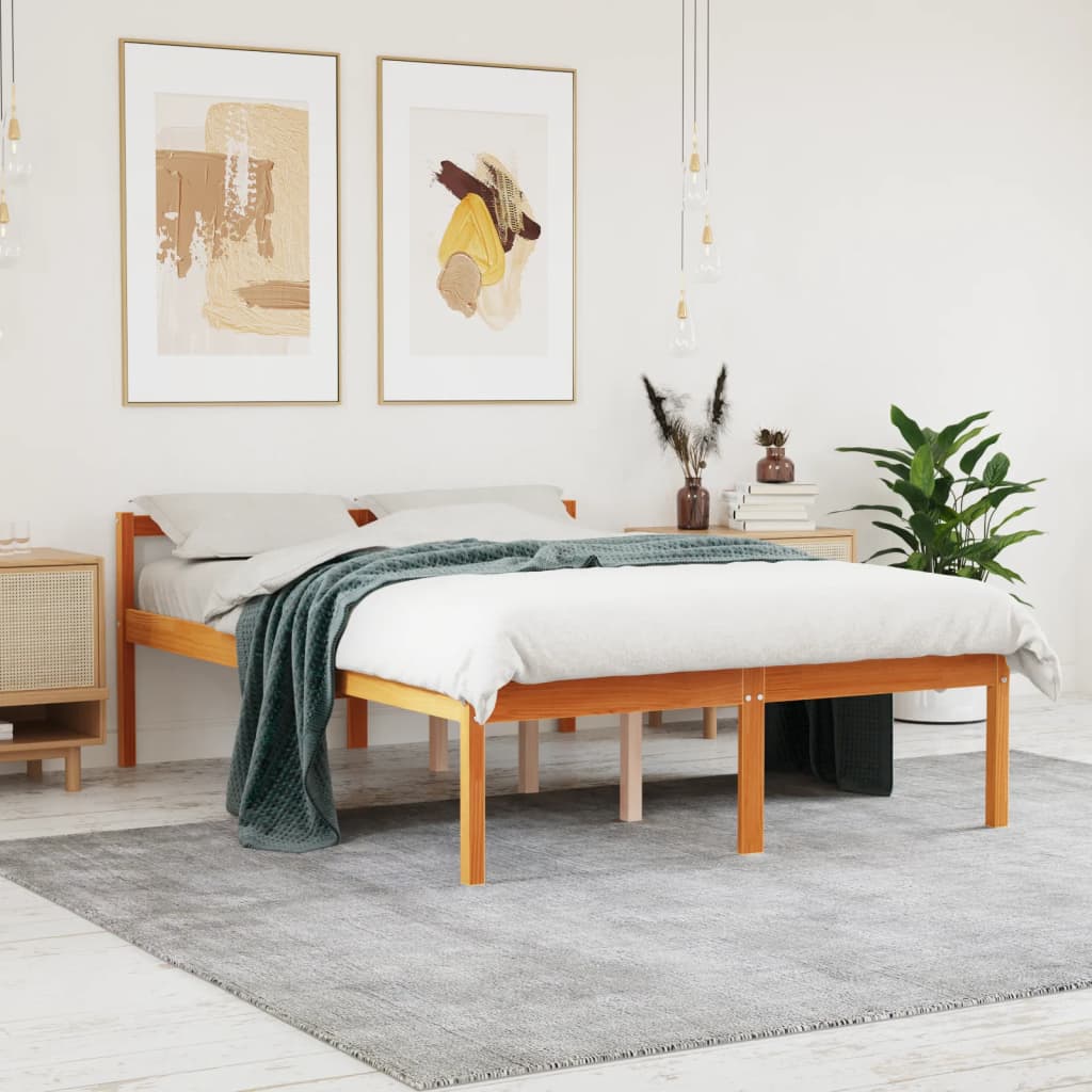 seniorseng 140x190 cm massivt fyrretræ gyldenbrun