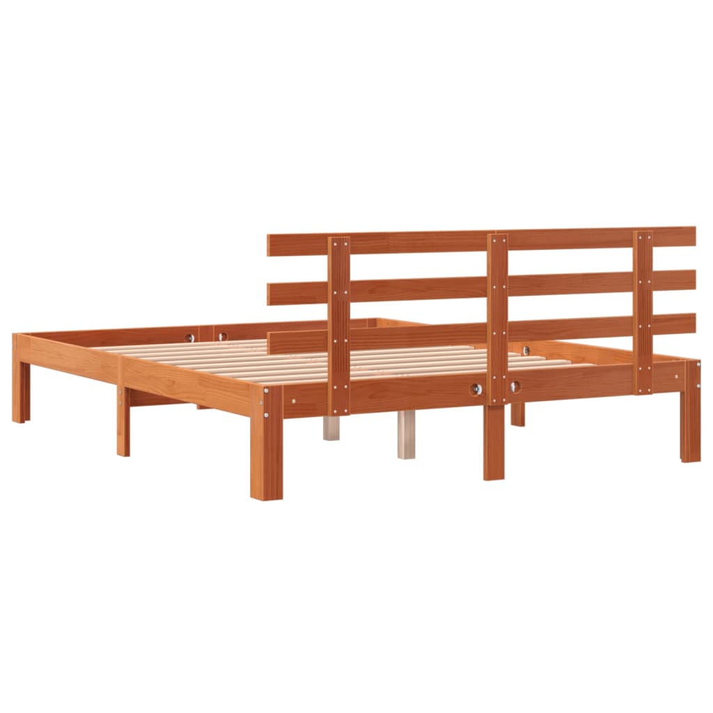 sengeramme uden madras 140x190 cm massivt fyrretræ gyldenbrun