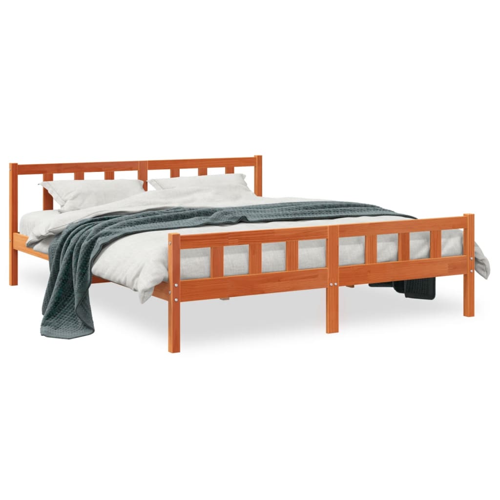 sengeramme uden madras 160x200 cm massivt fyrretræ gyldenbrun