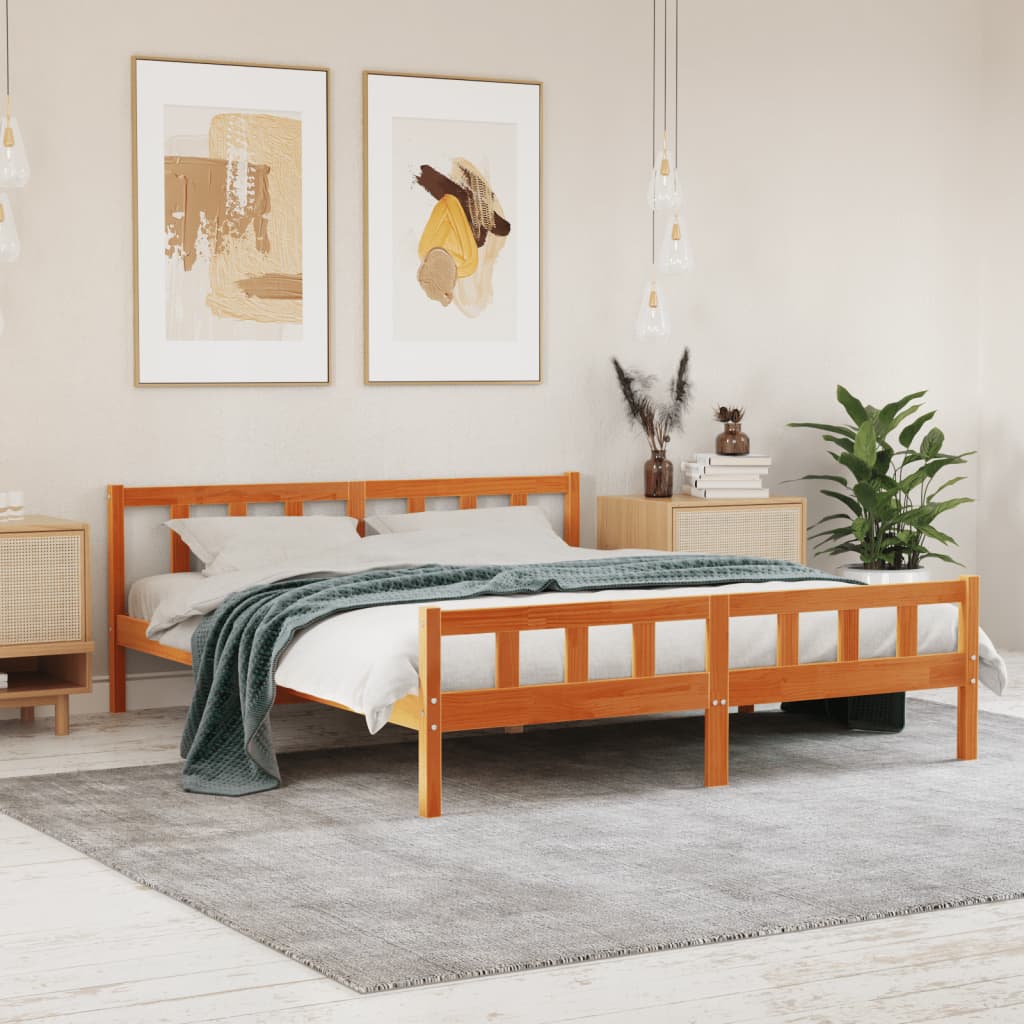 sengeramme uden madras 160x200 cm massivt fyrretræ gyldenbrun