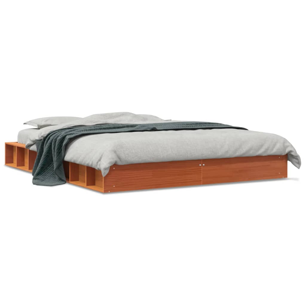 sengeramme uden madras 160x200 cm massivt fyrretræ gyldenbrun