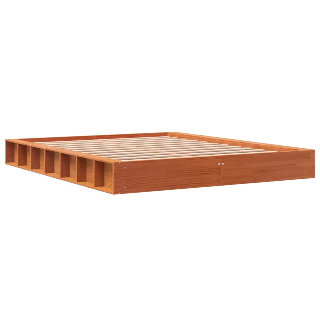 sengeramme uden madras 160x200 cm massivt fyrretræ gyldenbrun