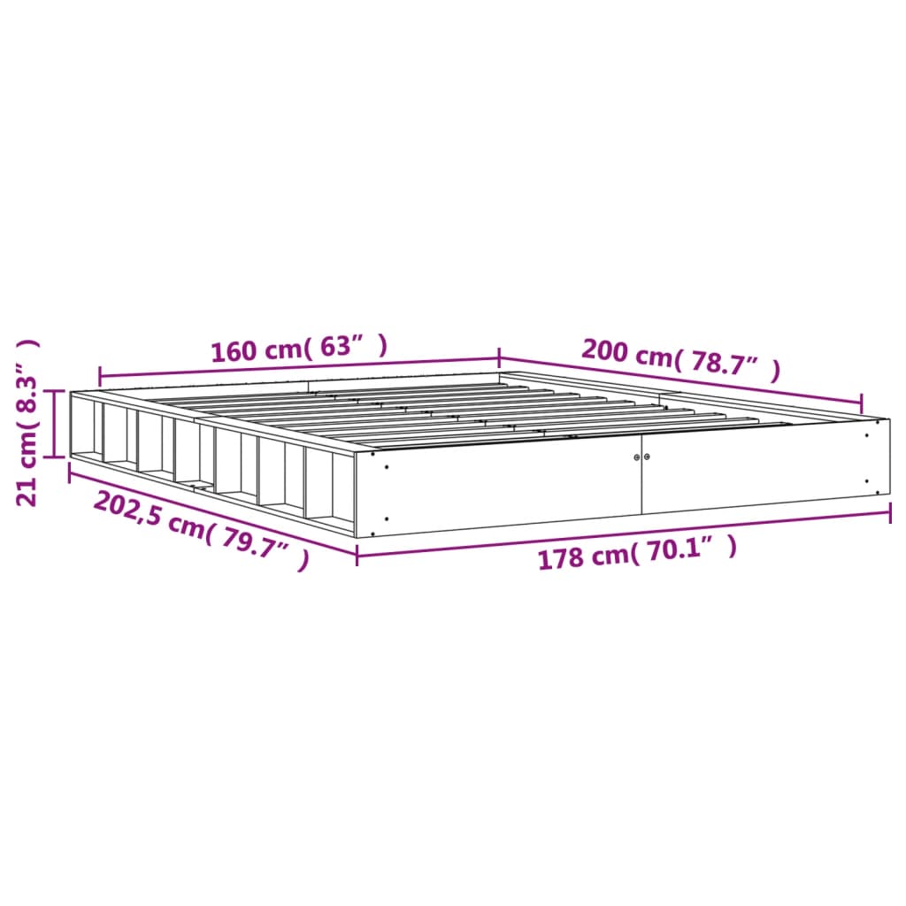 sengeramme uden madras 160x200 cm massivt fyrretræ gyldenbrun