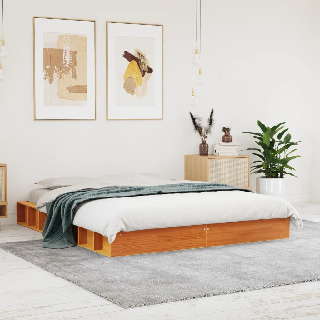 sengeramme uden madras 160x200 cm massivt fyrretræ gyldenbrun