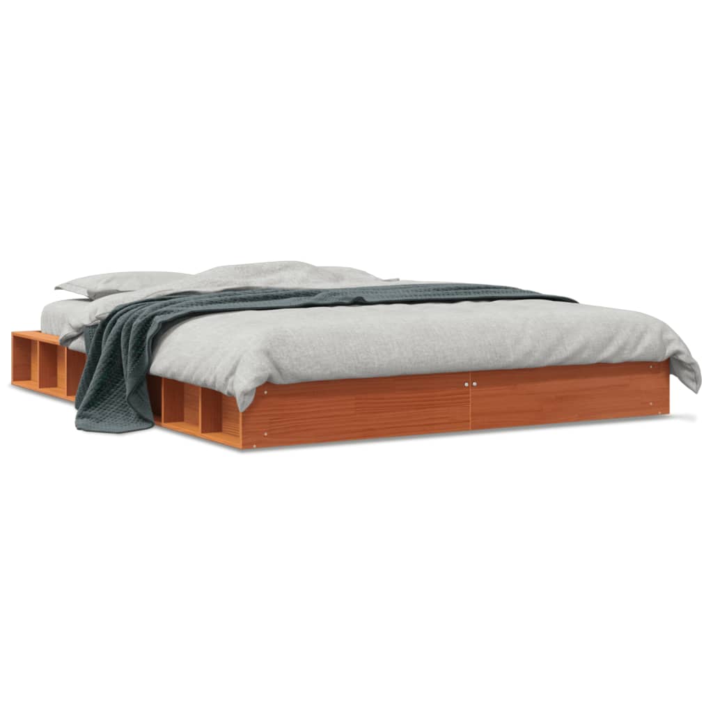 sengeramme uden madras 150x200 cm massivt fyrretræ gyldenbrun