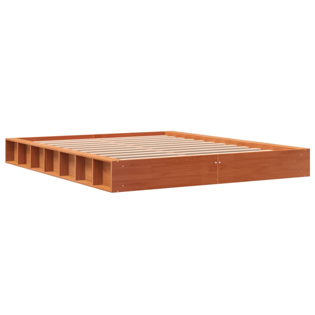 sengeramme uden madras 150x200 cm massivt fyrretræ gyldenbrun