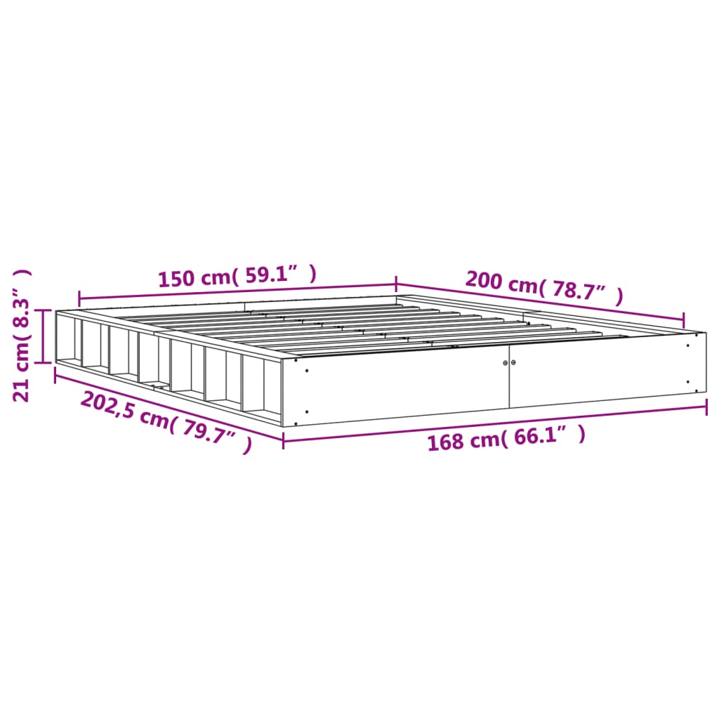 sengeramme uden madras 150x200 cm massivt fyrretræ gyldenbrun