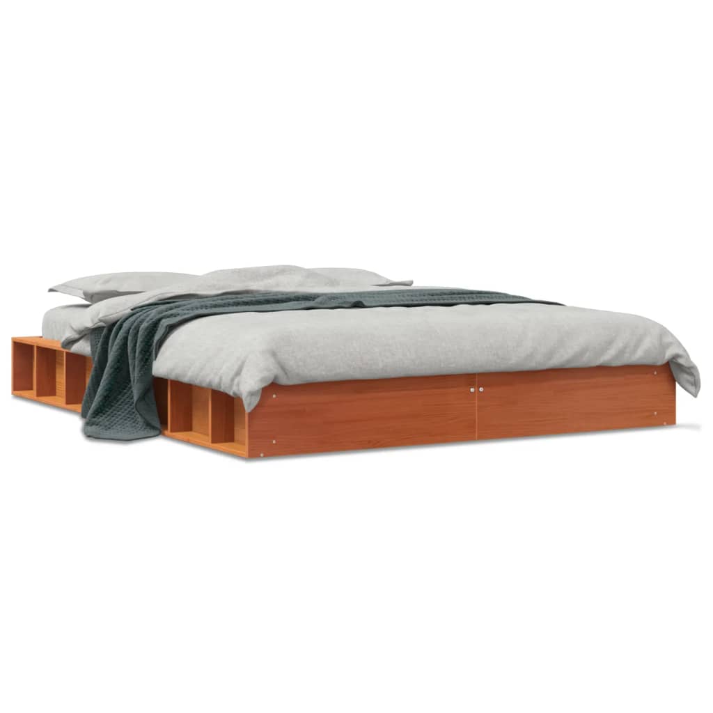 sengeramme uden madras 120x200 cm massivt fyrretræ gyldenbrun