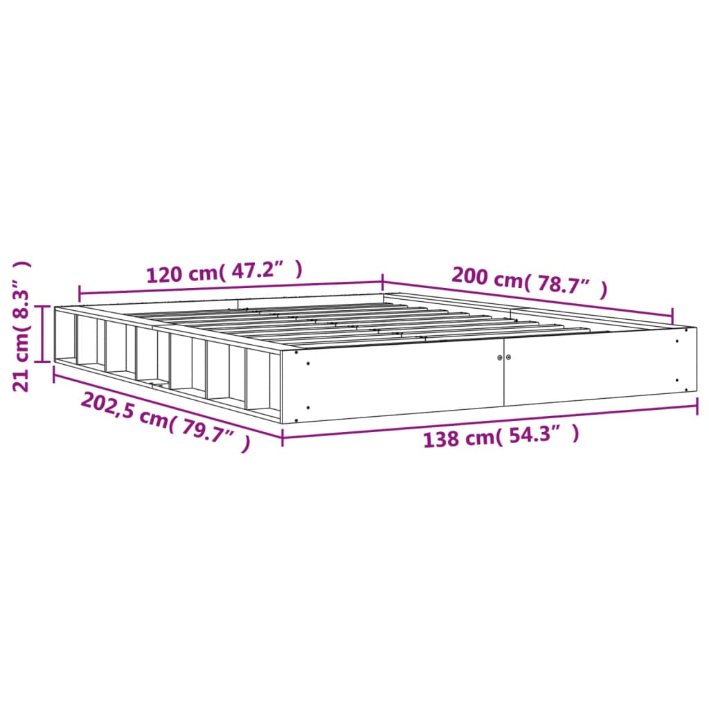 sengeramme uden madras 120x200 cm massivt fyrretræ gyldenbrun