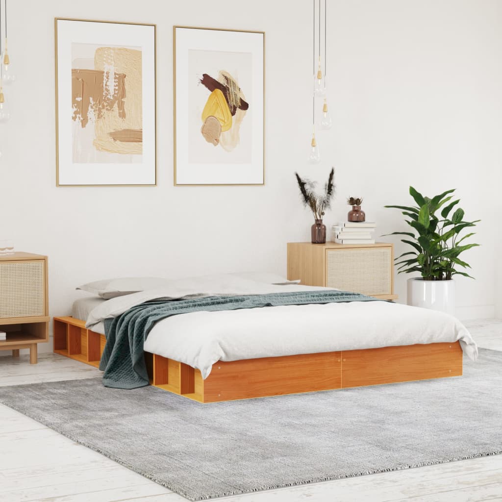 sengeramme uden madras 120x200 cm massivt fyrretræ gyldenbrun